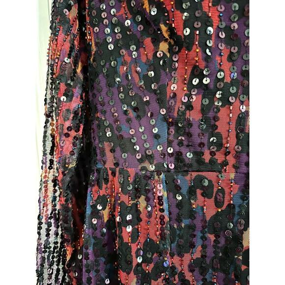 FRENCH CONNECTION Emille Inari Womens Sequined Leopars Cocktail Mini Dress - 8 - Picture 3 of 7